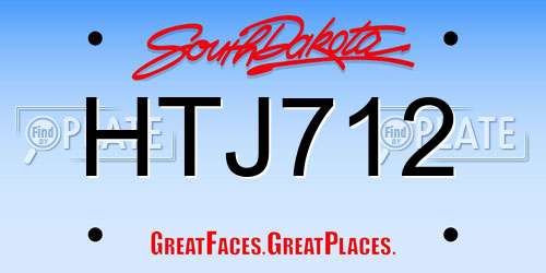 HTJ712 South Dakota License Plate