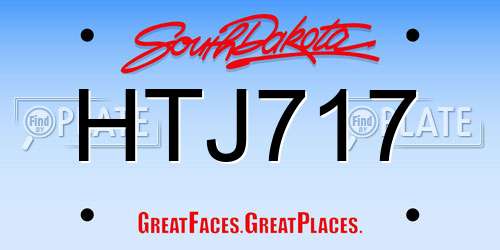 HTJ717 South Dakota License Plate