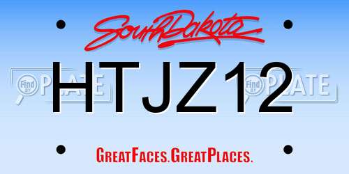 HTJZ12 South Dakota License Plate