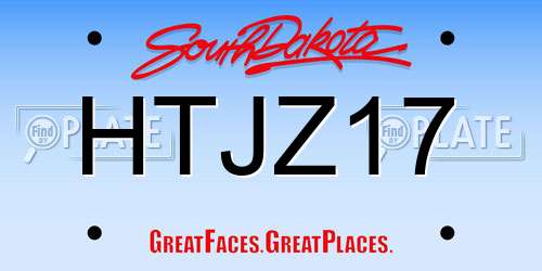 HTJZ17 South Dakota License Plate