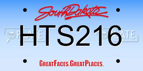 HTS216 South Dakota License Plate