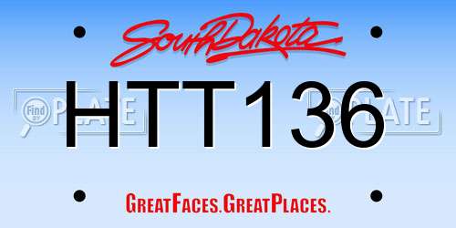 HTT136 South Dakota License Plate