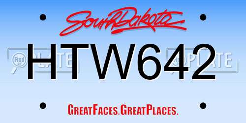 HTW642 South Dakota License Plate