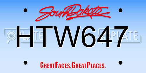 HTW647 South Dakota License Plate