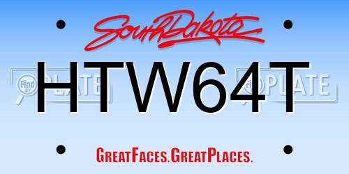 HTW64T South Dakota License Plate