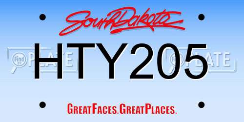 HTY205 South Dakota License Plate