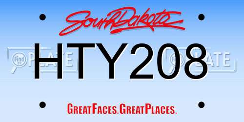 HTY208 South Dakota License Plate