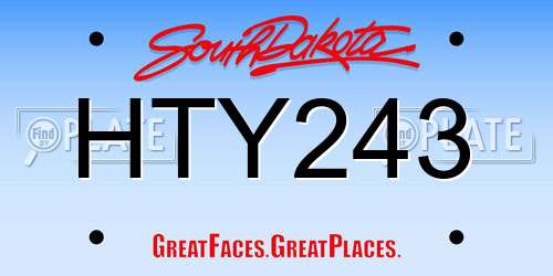 HTY243 South Dakota License Plate