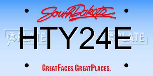 HTY24E South Dakota License Plate