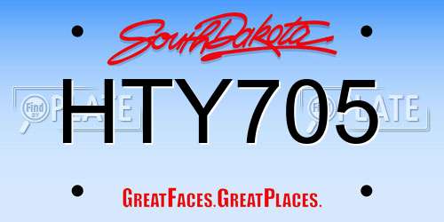HTY705 South Dakota License Plate