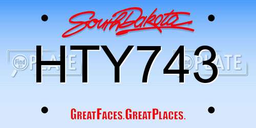 HTY743 South Dakota License Plate