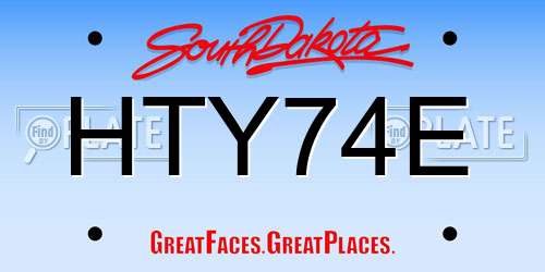 HTY74E South Dakota License Plate