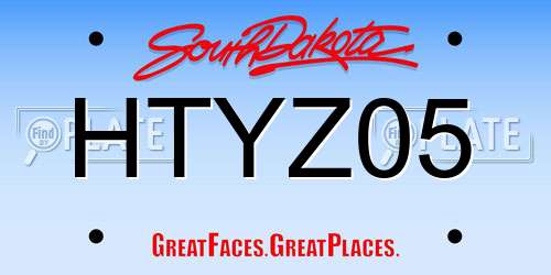 HTYZ05 South Dakota License Plate