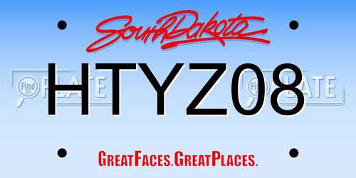 HTYZ08 South Dakota License Plate
