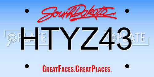 HTYZ43 South Dakota License Plate