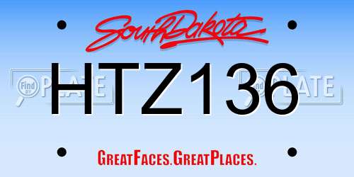 HTZ136 South Dakota License Plate