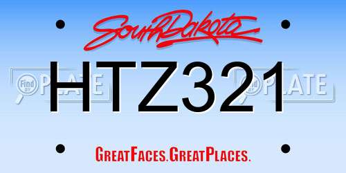 HTZ321 South Dakota License Plate