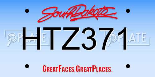 HTZ371 South Dakota License Plate