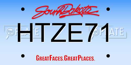 HTZE71 South Dakota License Plate