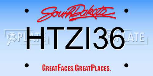 HTZI36 South Dakota License Plate