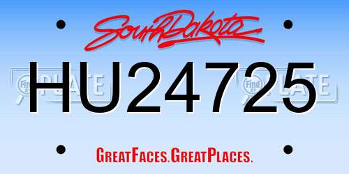 HU24725 South Dakota License Plate