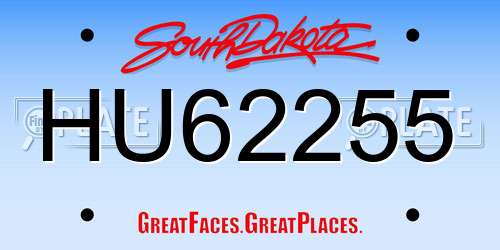 HU62255 South Dakota License Plate