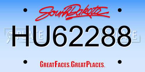 HU62288 South Dakota License Plate
