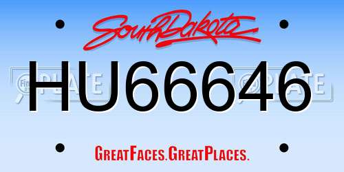 HU66646 South Dakota License Plate