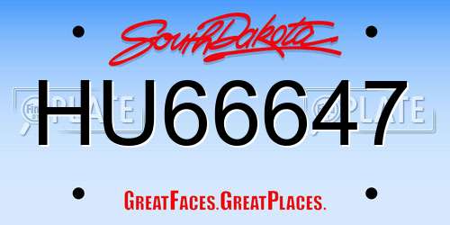 HU66647 South Dakota License Plate