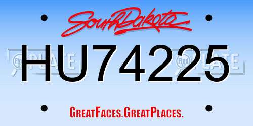 HU74225 South Dakota License Plate