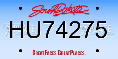 HU74275 South Dakota License Plate
