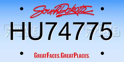 HU74775 South Dakota License Plate