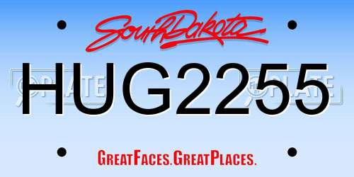HUG2255 South Dakota License Plate