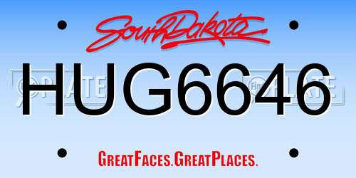 HUG6646 South Dakota License Plate