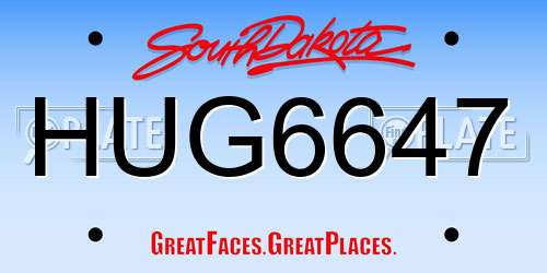 HUG6647 South Dakota License Plate