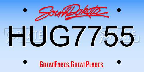 HUG7755 South Dakota License Plate