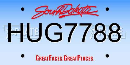 HUG7788 South Dakota License Plate