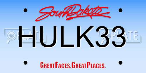 HULK33 South Dakota License Plate