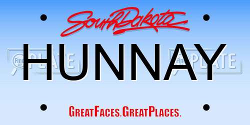 HUNNAY South Dakota License Plate