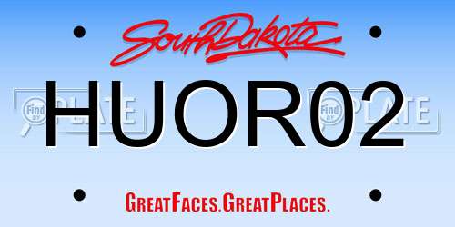 HUOR02 South Dakota License Plate