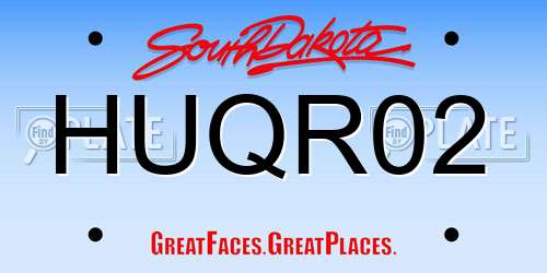 HUQR02 South Dakota License Plate