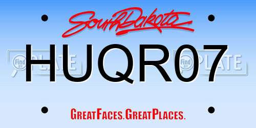 HUQR07 South Dakota License Plate