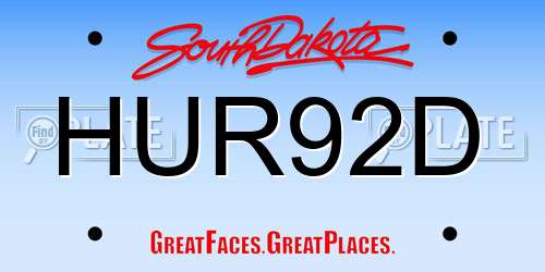 HUR92D South Dakota License Plate