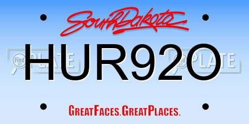 HUR92O South Dakota License Plate