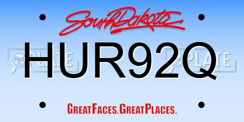 HUR92Q South Dakota License Plate