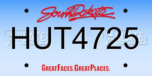 HUT4725 South Dakota License Plate