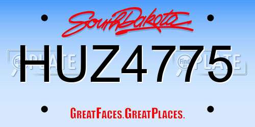HUZ4775 South Dakota License Plate
