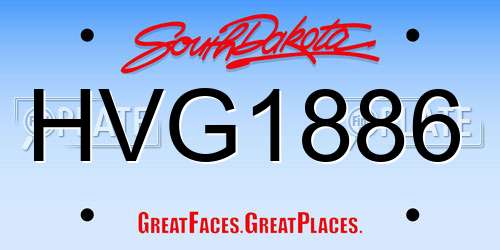 HVG1886 South Dakota License Plate