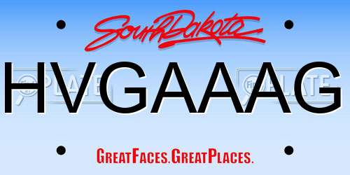 HVGAAAG South Dakota License Plate