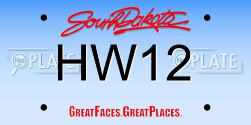 HW12 South Dakota License Plate